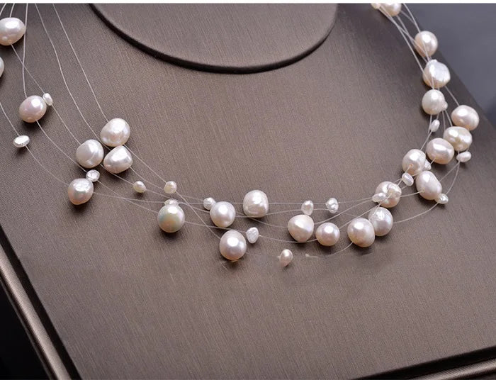 Natural Freshwater Pearl Necklace For Women Baroque Pearl Layered Choker Fashion Gold Plated Jewelry Accessories Clasp 2021