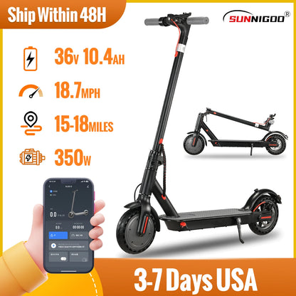 Electric Scooter 36V 10.4Ah 18.7MPH Escooter Kick Scooter Long Range 15-18miles Lightweight Scooter US Stock XBOT APP