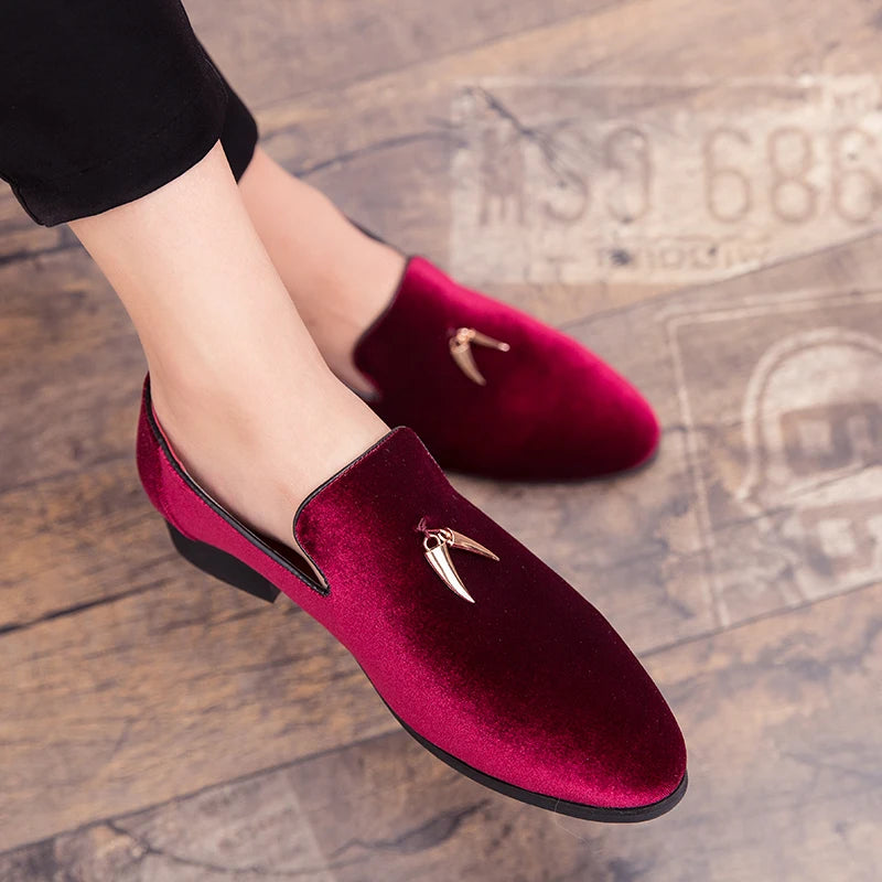 Handmade Men's Velvet  Loafers