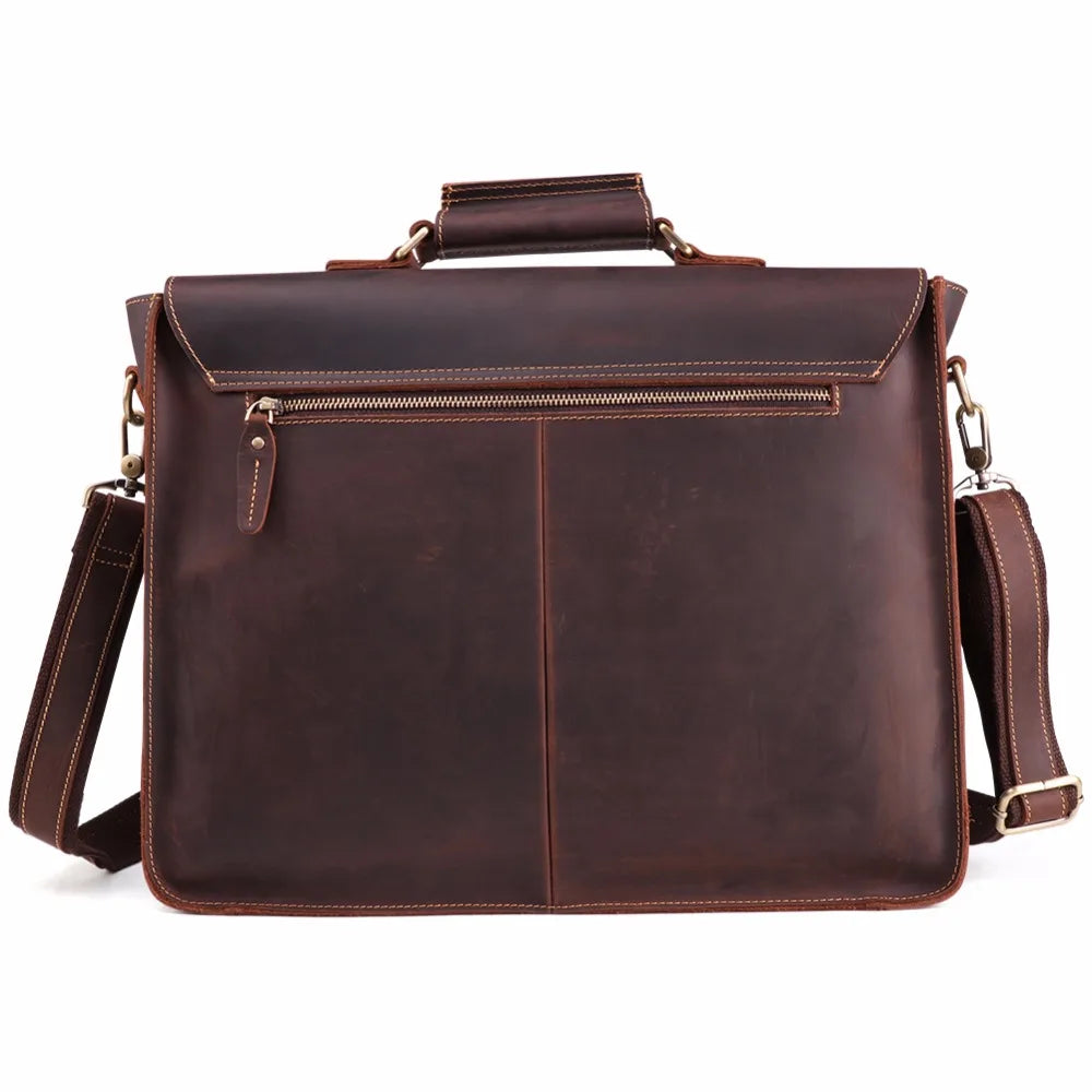 JOYIR  Vintage Men's Briefcase Crazy Horse Leather Messenger Bag Male 15.6" Laptop Shoulder Bag Men Business Office Handbag