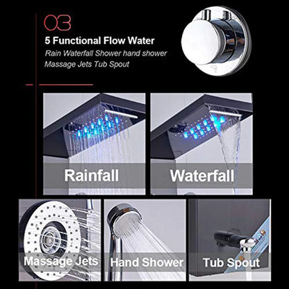 Luxurious Black/Brushed Bathroom LED Tower System