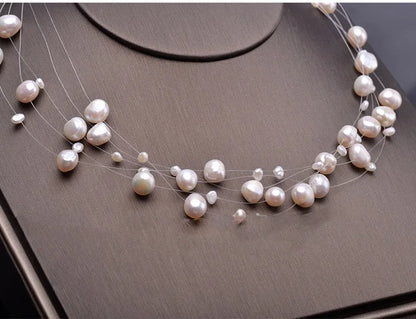 Natural Freshwater Pearl Necklace For Women  Baroque Pearl Layered Choker Fashion Gold Plated Jewelry Accessories Clasp 2021