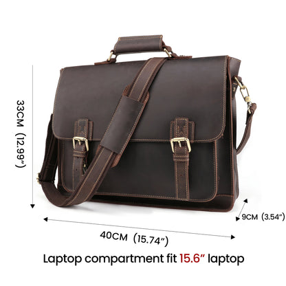 JOYIR  Vintage Men's Briefcase Crazy Horse Leather Messenger Bag Male 15.6" Laptop Shoulder Bag Men Business Office Handbag