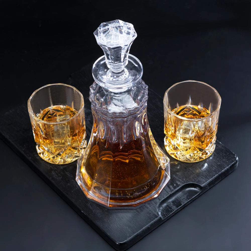 KANARS Whiskey Carafe with 4pcs Rock Glass Tumblers