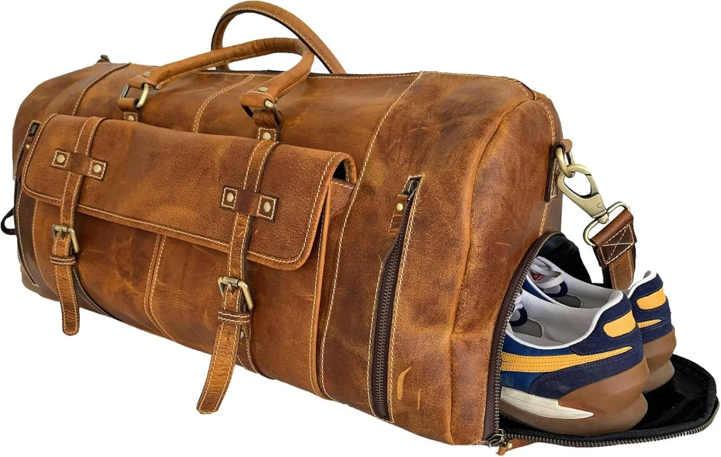 Bags for Men and Women Full Grain Leather Travel Overnight Weekend Leather Bags Sports Gym