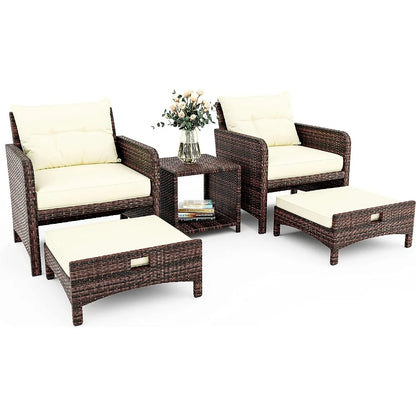 5-piece terrace set with footstools