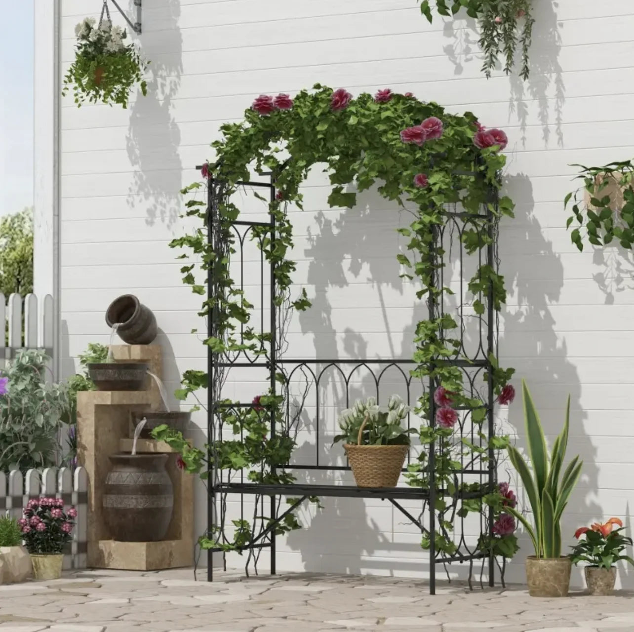 80" Steel Outdoor Flower Trellis