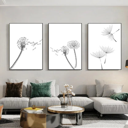 Dandelion and Floral Botanical Wall Art