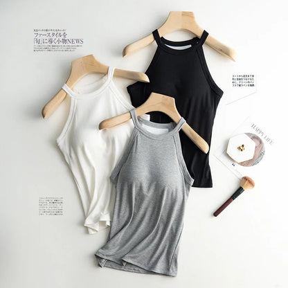 Basic Solid T shirts With Hidden Padded Under Bra