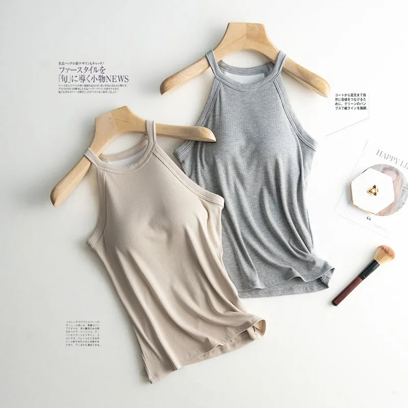 Basic Solid T shirts With Hidden Padded Under Bra