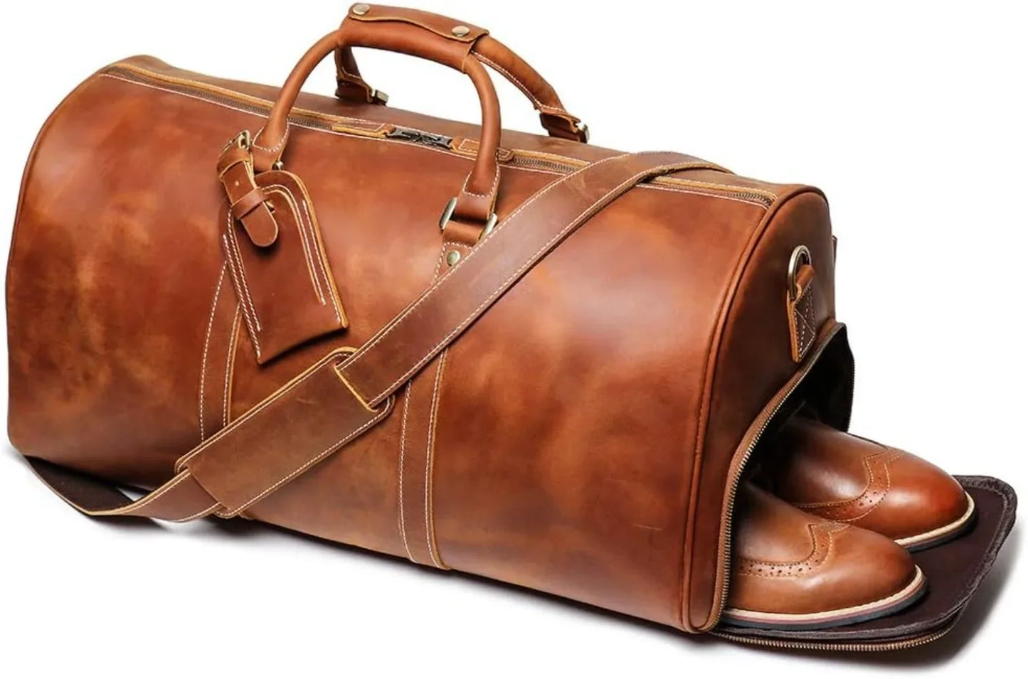 Leather Travel Duffel Bag,