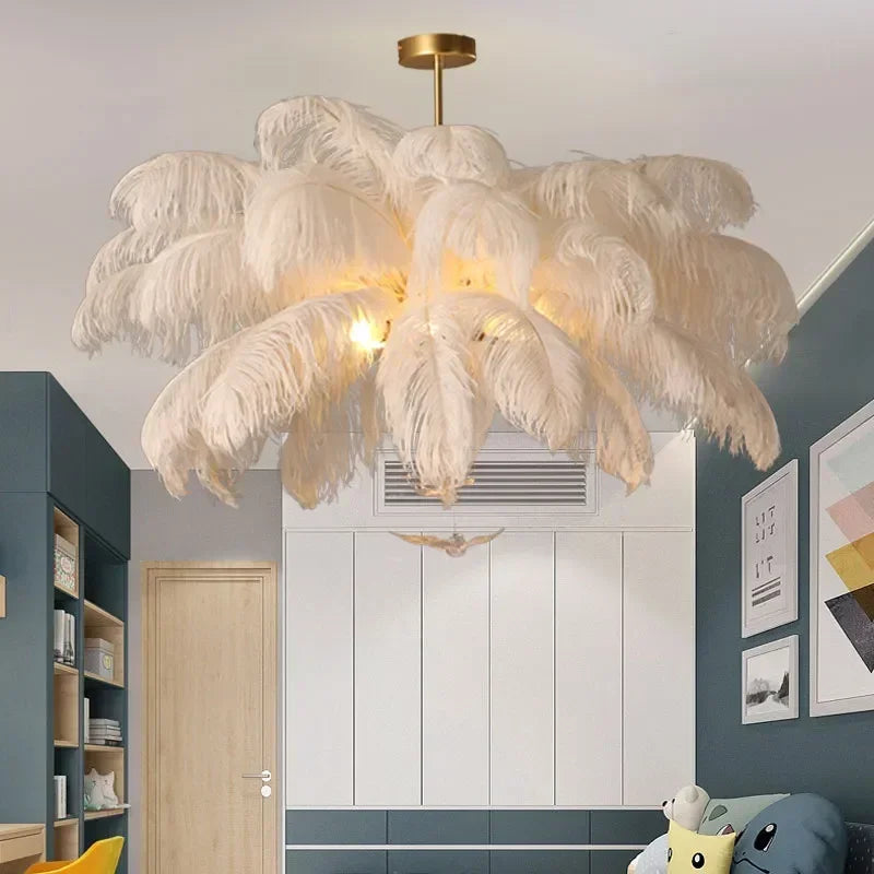 Opulent Feather Ceiling Chandelier