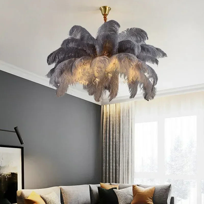 Opulent Feather Ceiling Chandelier