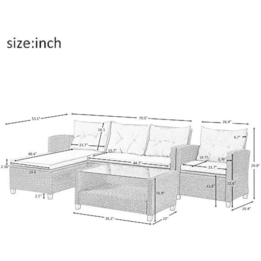 4 Piece Outdoor Furniture Set