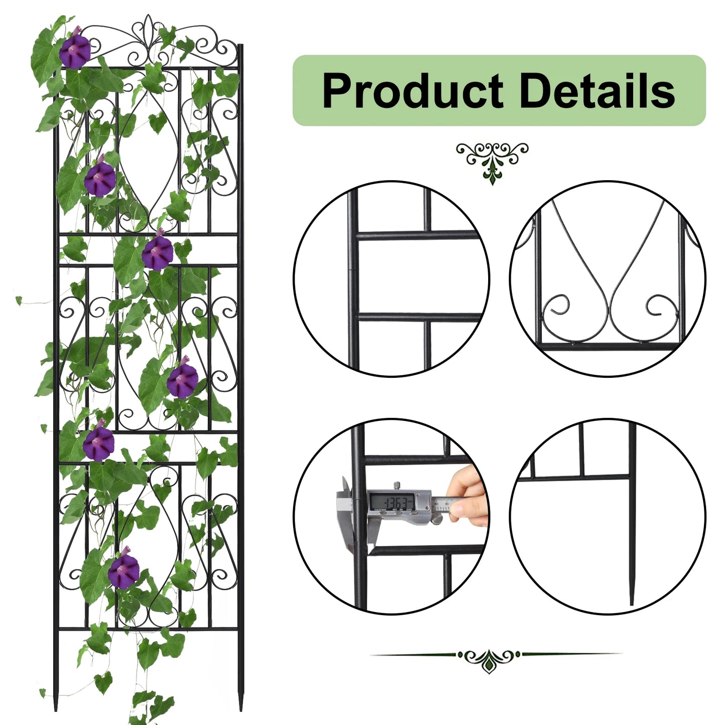 2PC Tall Metal Garden Lattice