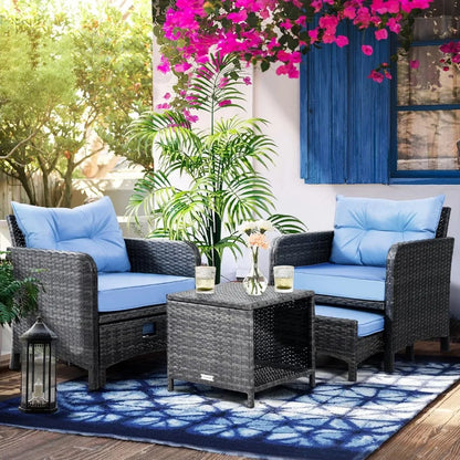 5-piece terrace set with footstools