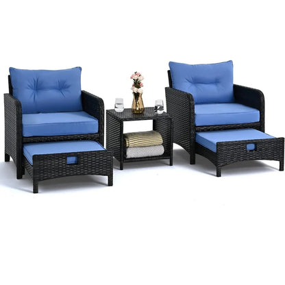 5-piece terrace set with footstools