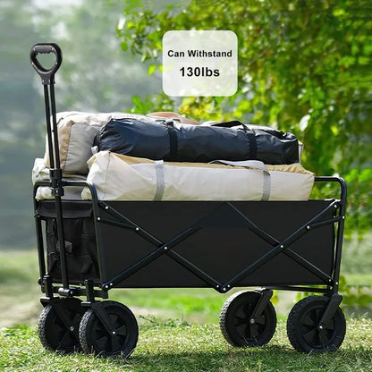 Collapsible Folding Wagon, Outdoor Utility Wagon, Garden Cart, Lounge Wagon, Grocery Cart, Adjustable Handle