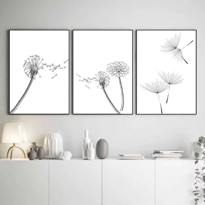 Dandelion and Floral Botanical Wall Art