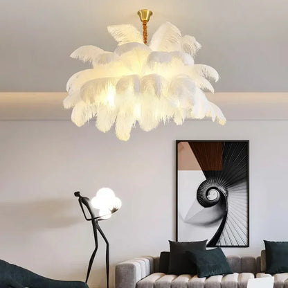 Opulent Feather Ceiling Chandelier