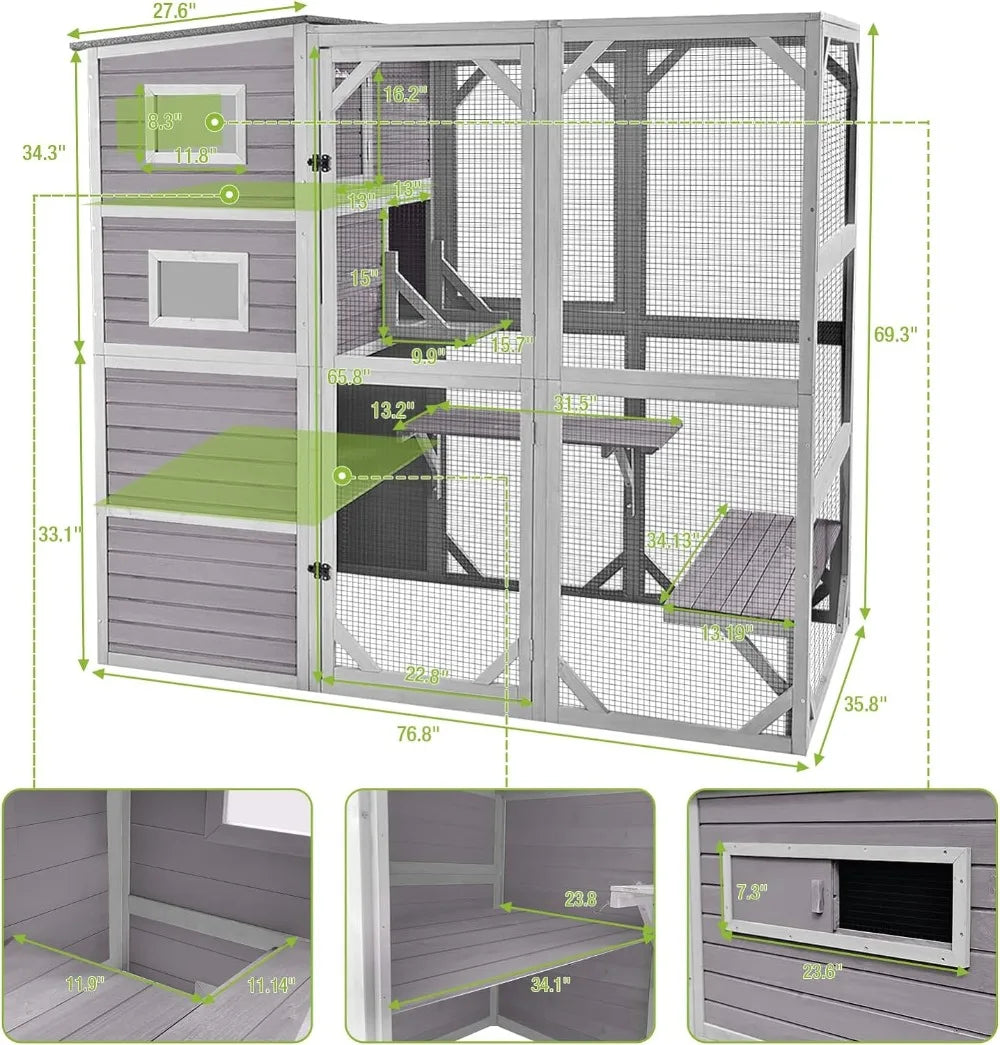 Large Kitty House with Waterproof Roof