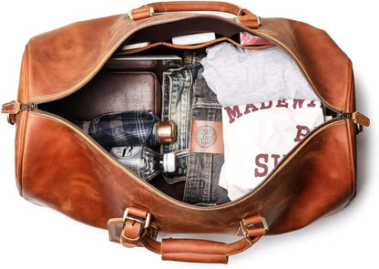 Leather Travel Duffel Bag,