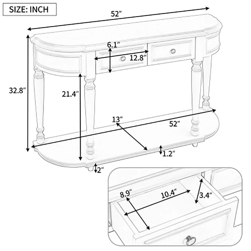 Nordic Curved Design Hallway Table