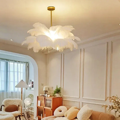 Opulent Feather Ceiling Chandelier