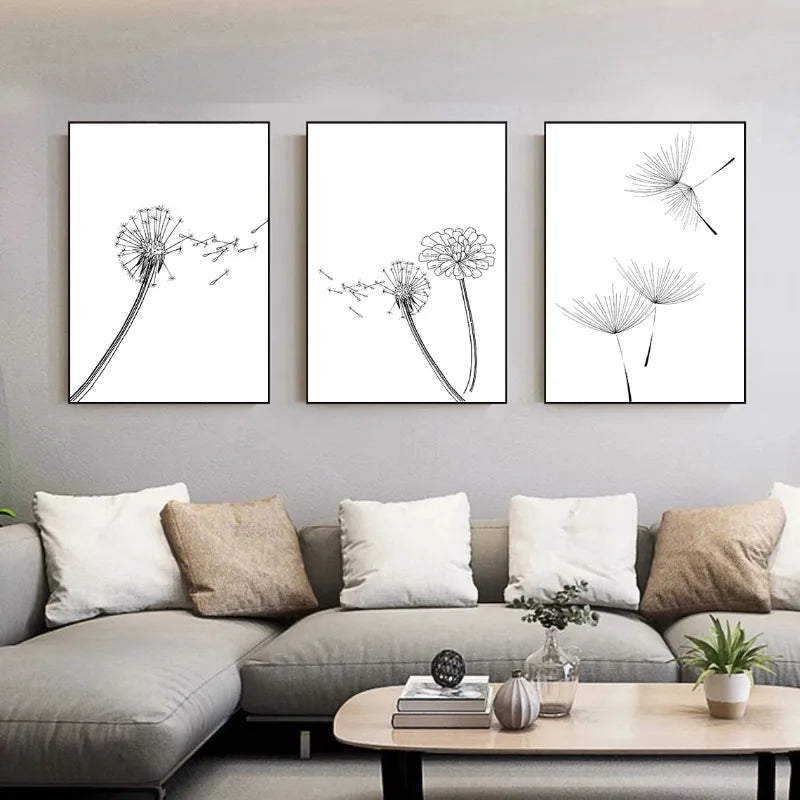 Dandelion and Floral Botanical Wall Art