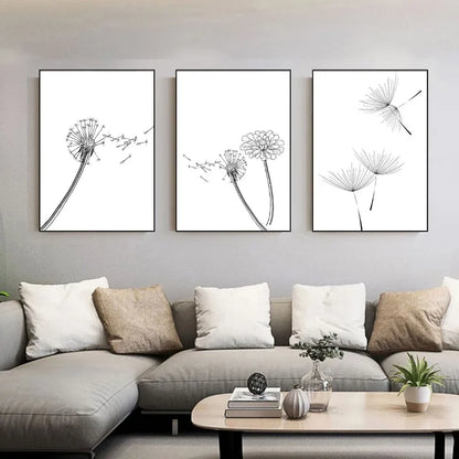 Dandelion and Floral Botanical Wall Art